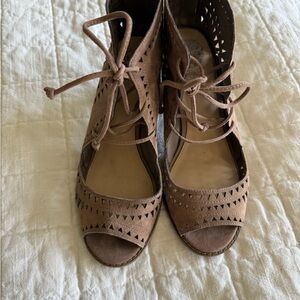 Vince Camuto Tan Lace-Up Sandals with Perforated Details
